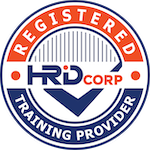 Official HRD Corp "Registered Training Provider" certification seal, confirming OPERiONPlus is registered with Human Resource Development Corporation